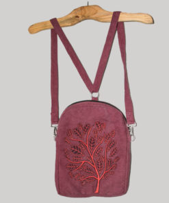 Small bag-pack with tree patch leaf embroidery