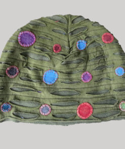 Cap with polka dots hand work and stone wash
