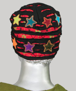 Star printed jersey cap with hand work