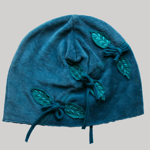 Velour jersey cotton cap with embroidery and strings