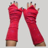 Polar lining velour women's long glove with embroidery