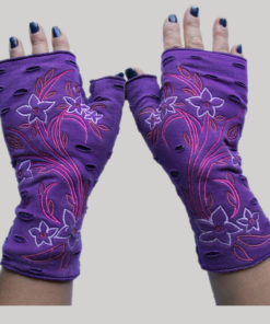 Flower branches embroidery design women's glove