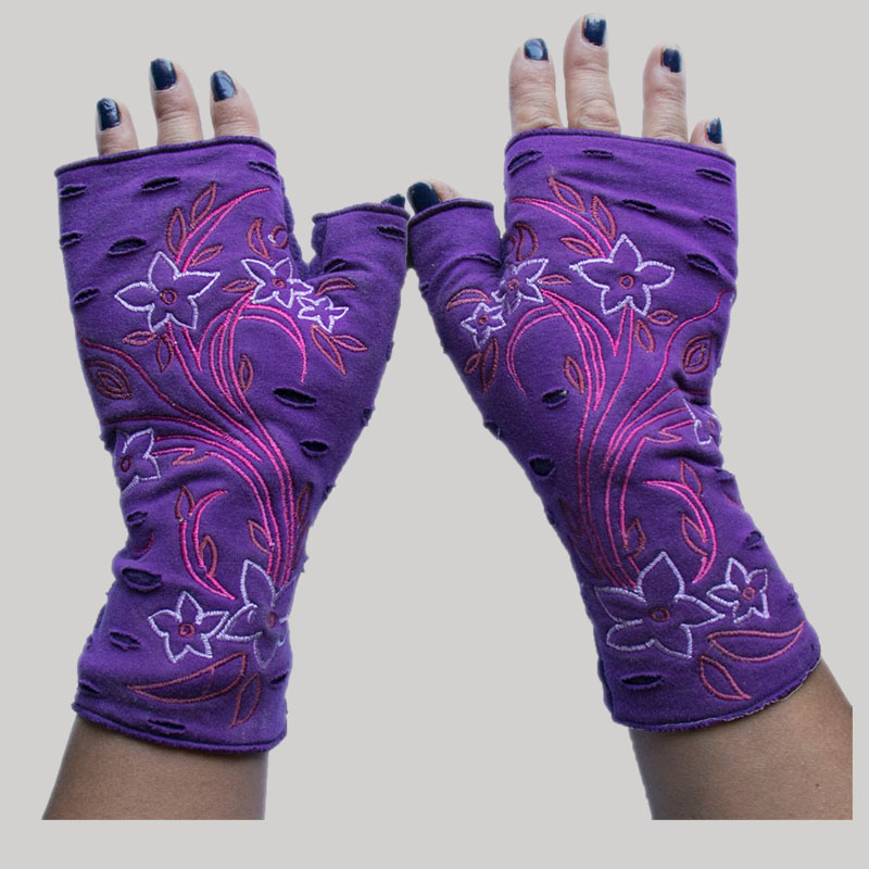Flower branches embroidery design women's glove - Garments Nepal
