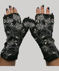 Gloves polar fleece with jersey cotton & embroidery