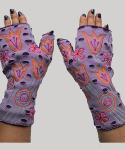Gloves with matching flower embroidery