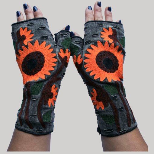 Women's gloves with big flower RE