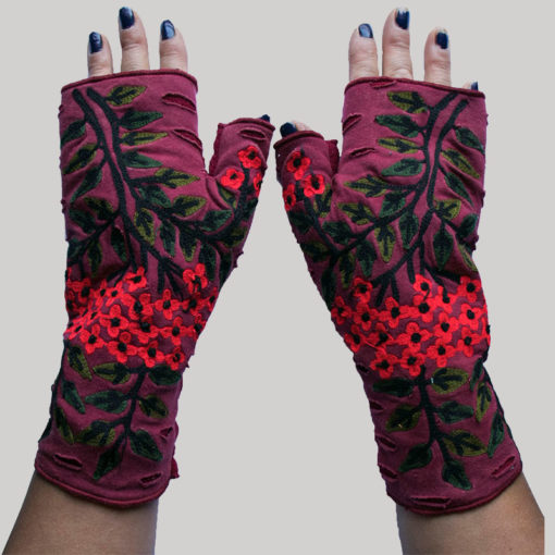 Women's gloves with small flower RE