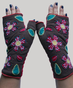 Women's gloves velour with polar fleece lining cut out