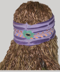 Jersey headband with flower embroidery & razor cuts