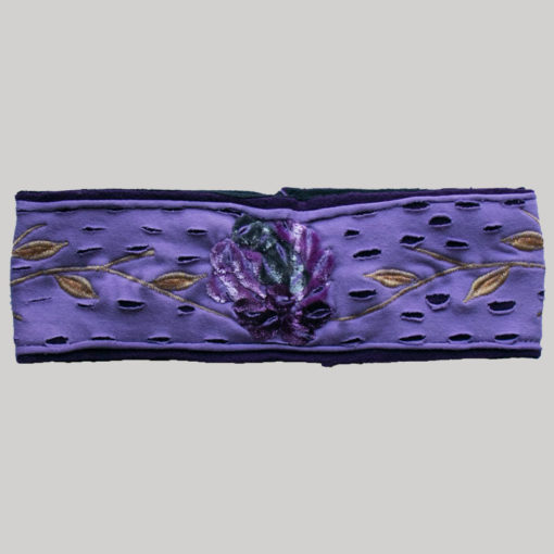 Velvet women's headband with flower embroidery