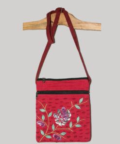Women's passport bag with velvet flower embroidery