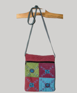 Women's passport bag patched with heavy cotton and hand work