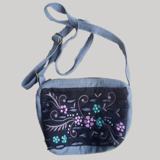 Small money bag heavy cotton jersey razor with vine embroidery