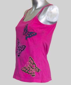 Women's hand stitched flying butterflies tank top