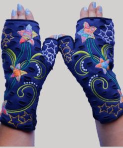 Gloves emb & hand stitch blue
