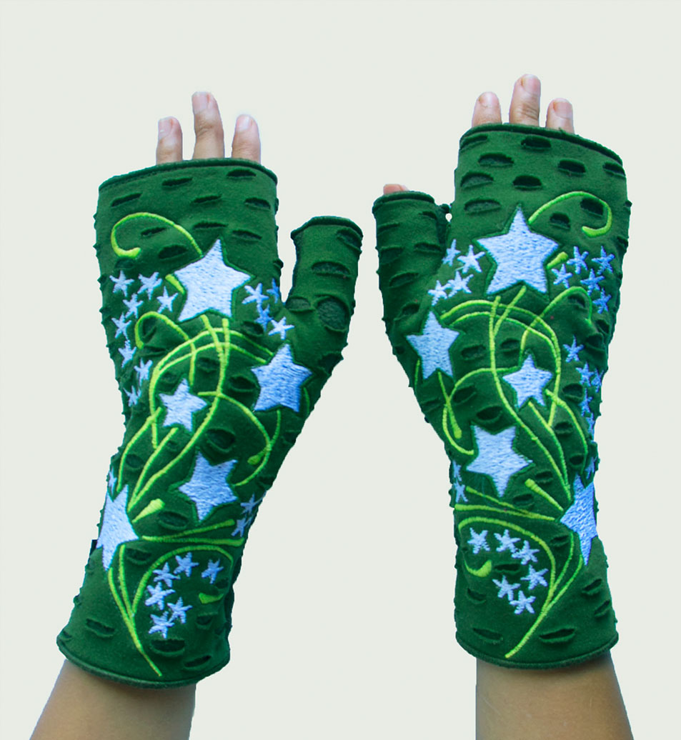 hand gloves with star embroidery. - Garments Nepal