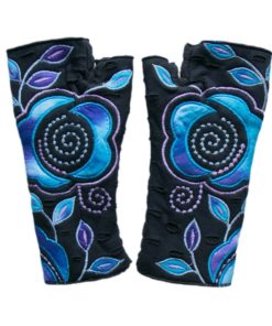 gloves polar fleece with jersey cotton with flower embroidery 2