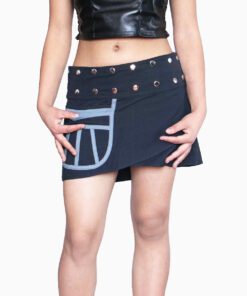 Asymmetrical Wrap Mini Skirt with Contrast Pocket