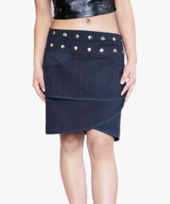 Double-Layer Pin tuck Asymmetrical Wrap Skirt