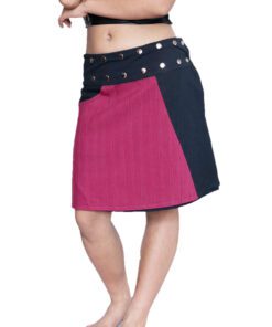 Boho Black & Maroon Pin tuck Cotton wrap Skirt.