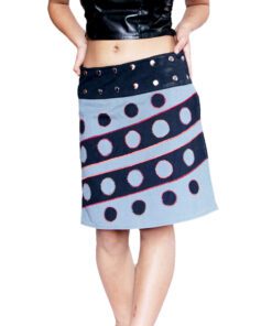 Alternative view of Grey & Black Polka Patch A-Line Wrap Skirt.