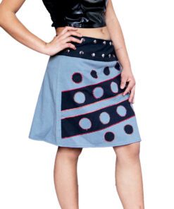Grey & Black Polka Patch A-Line Wrap Skirt.