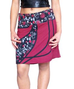 Bohemian Wrap Skirt – Red and Black Floral Cotton